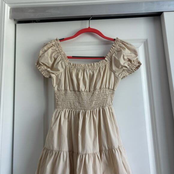 Princess Polly Daniela Mini Dress Sz XS Beige Milkmaid Prairie Babydoll - Picture 7 of 12